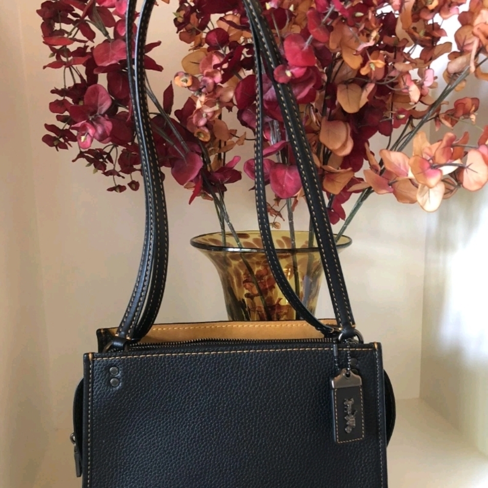 Coach 1941 ROGUE  Shoulder Bag Black/ Yellow Stitching